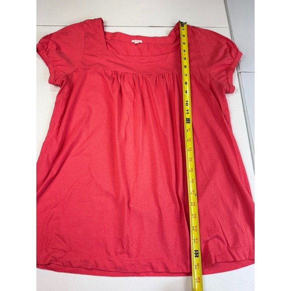J Crew Coral Square Neck Short Sleeve Blouse Top Basic Casual Everyday M - Picture 4 of 9